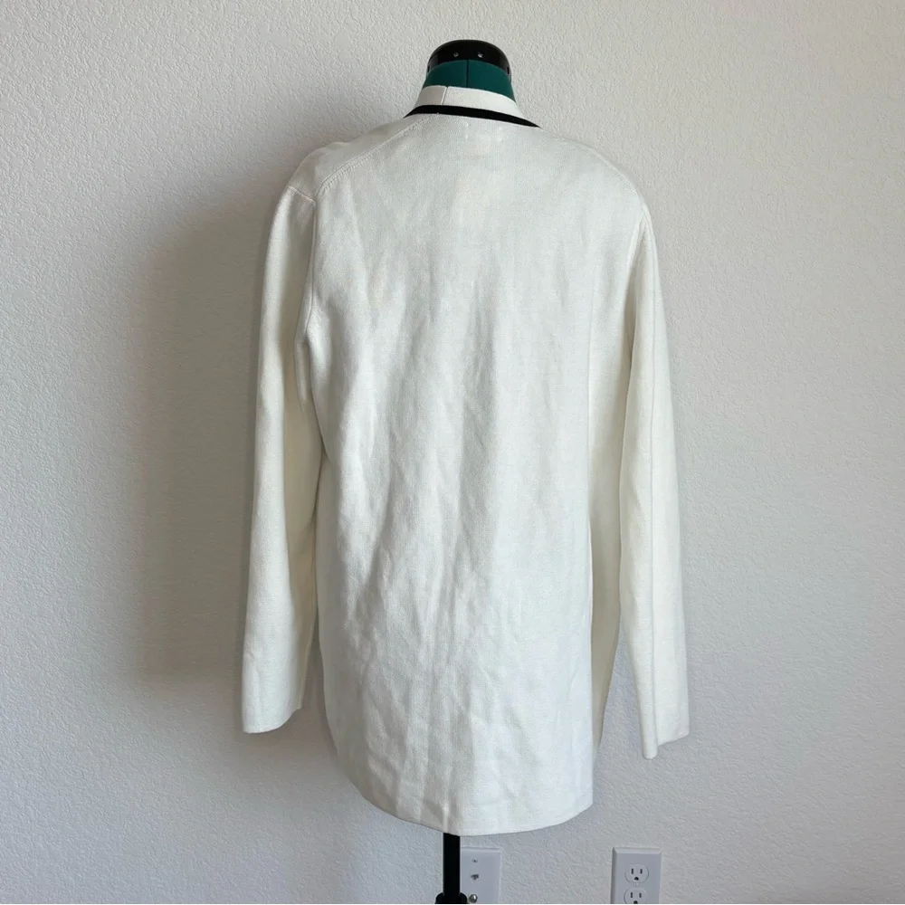 J. Crew Women's White and Black Open Front Cardigan Sweater - Picture 4 of 8